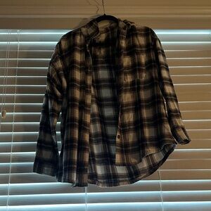 Garage Black and White Plaid Button Down Shirt